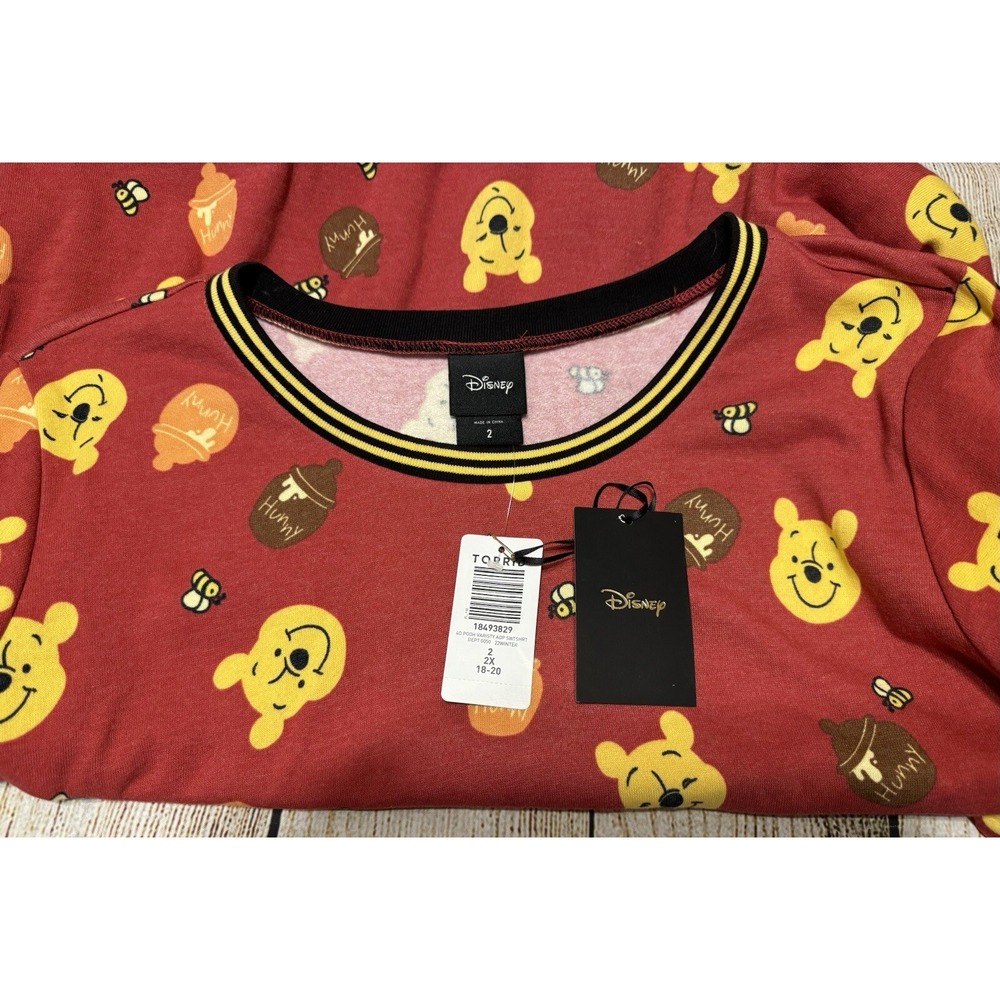 NEW Torrid Winnie the Pooh Cozy Fleece Varsity Pullover Sweatshirt Sz 2 NWT Tb31 - Picture 3 of 8
